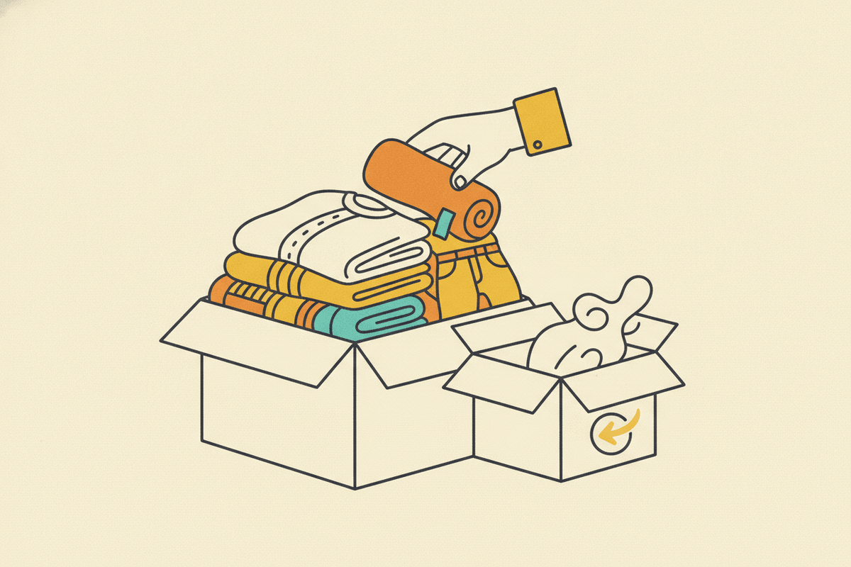 Editorial illustration for βDisposing/Donating Old Clothesβ.