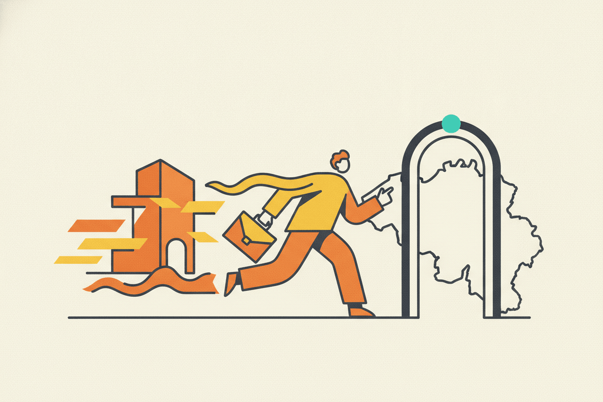 Editorial illustration for “Changing Jobs in Belgium on Single Permit”.