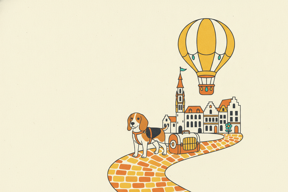 Editorial illustration for “Relocating Your Pet to Belgium”.