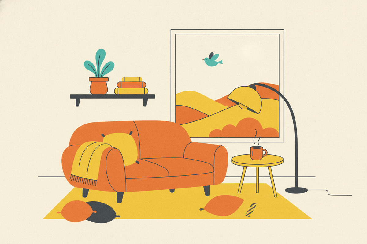 Editorial illustration for “Furnishing Your Home for Free”.