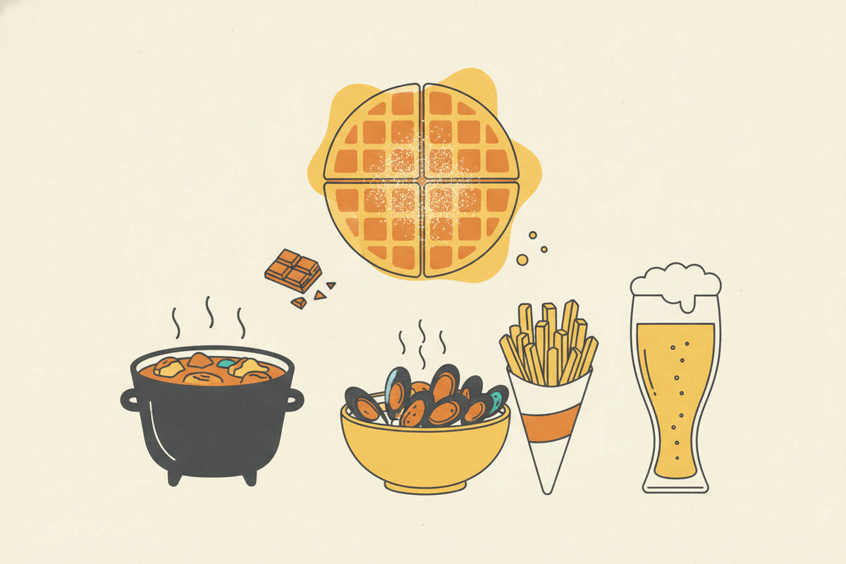 Editorial illustration for “Traditional Belgian Cuisines”.