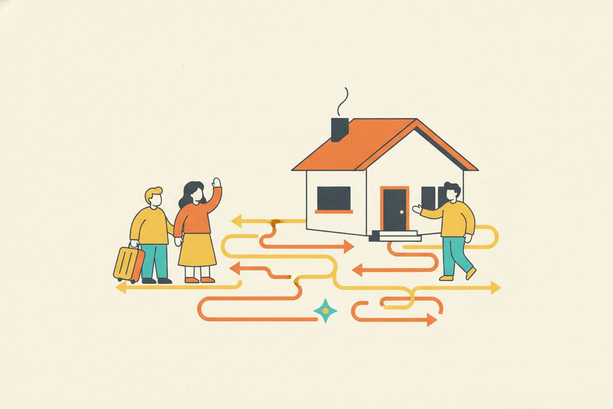 Editorial illustration for “A Guide to Inviting Your Parents and Navigating the Visa Maze”.