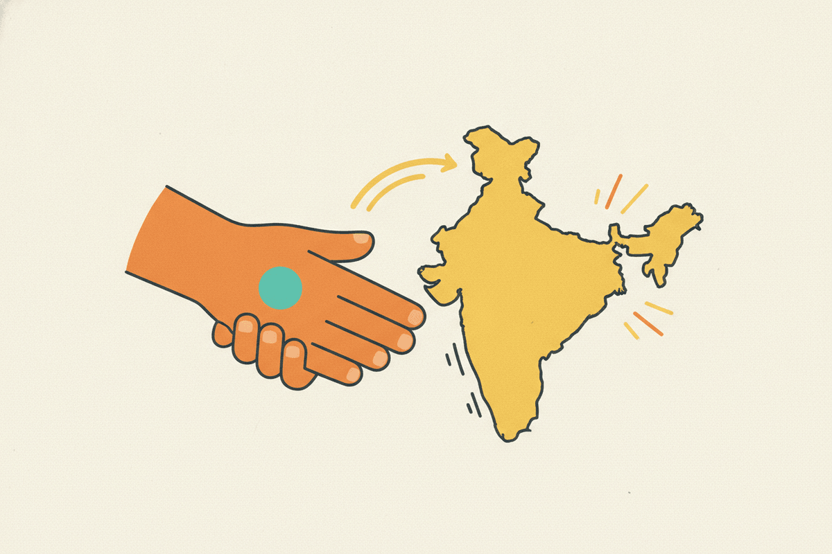 Editorial illustration for “Sending money back to India using WISE”.