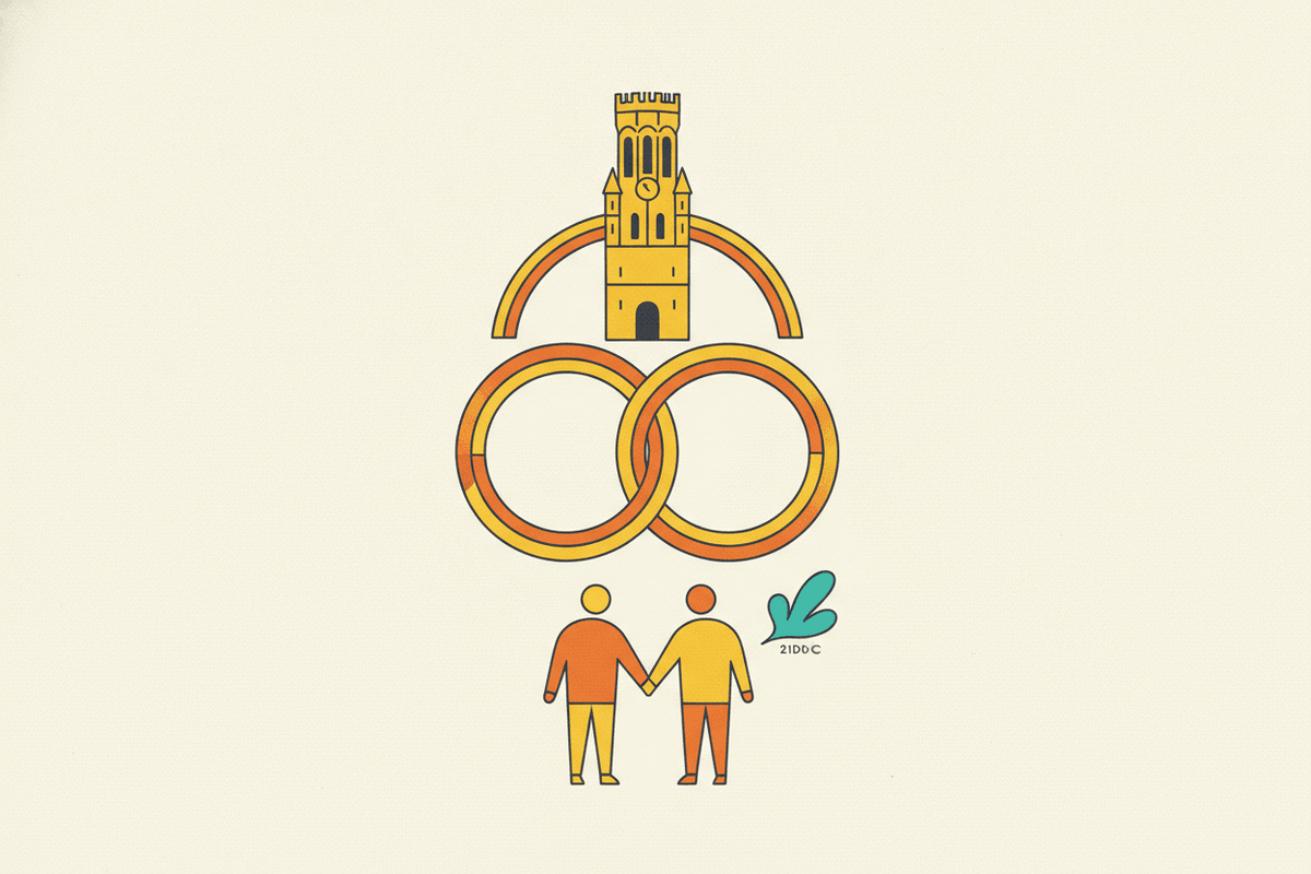 Editorial illustration for “Getting Married in Belgium”.