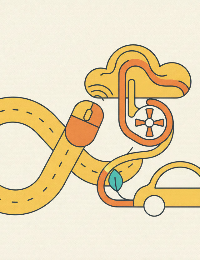 Editorial illustration for “Beldrive — Online Driving Licence Application Platform”.