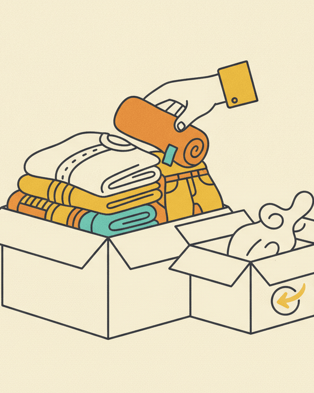 Editorial illustration for “Disposing/Donating Old Clothes”.