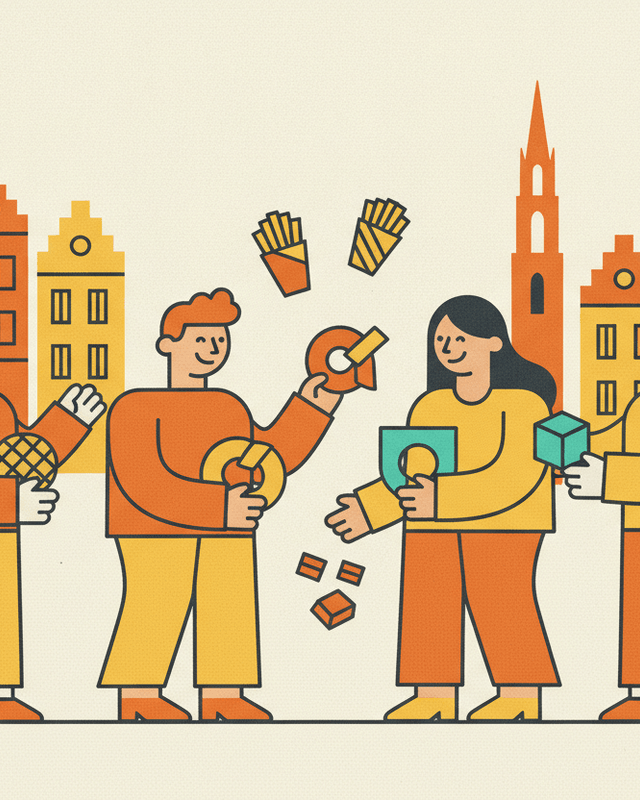 Editorial illustration for “Making New Friends in Belgium”.