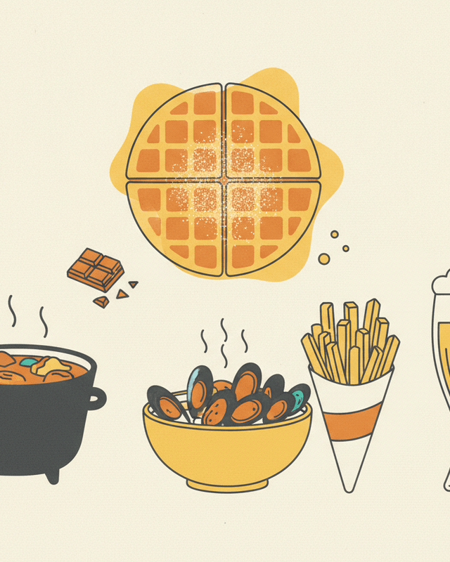 Editorial illustration for “Traditional Belgian Cuisines”.