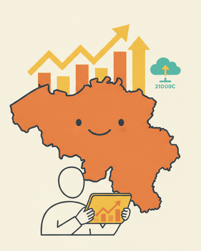Editorial illustration for “IT salaries in Belgium Survey”.