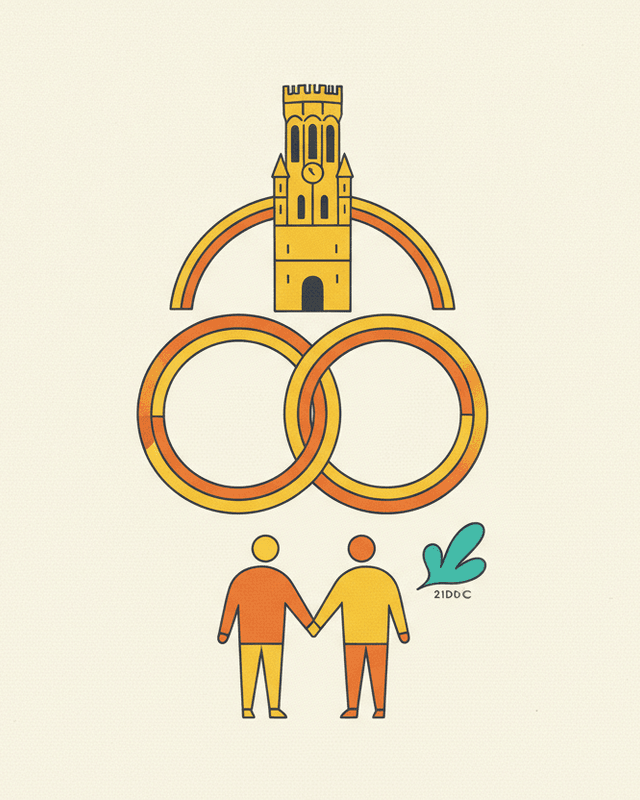Editorial illustration for “Getting Married in Belgium”.