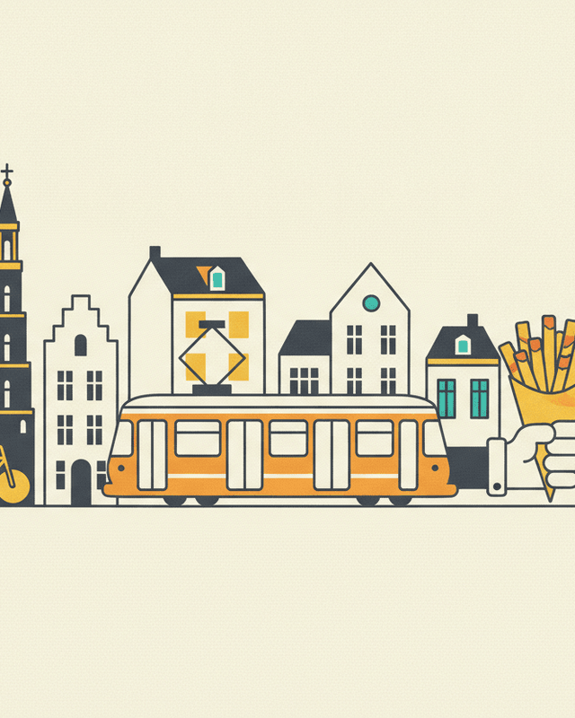 Editorial illustration for “Things to do during your first week in Belgium”.